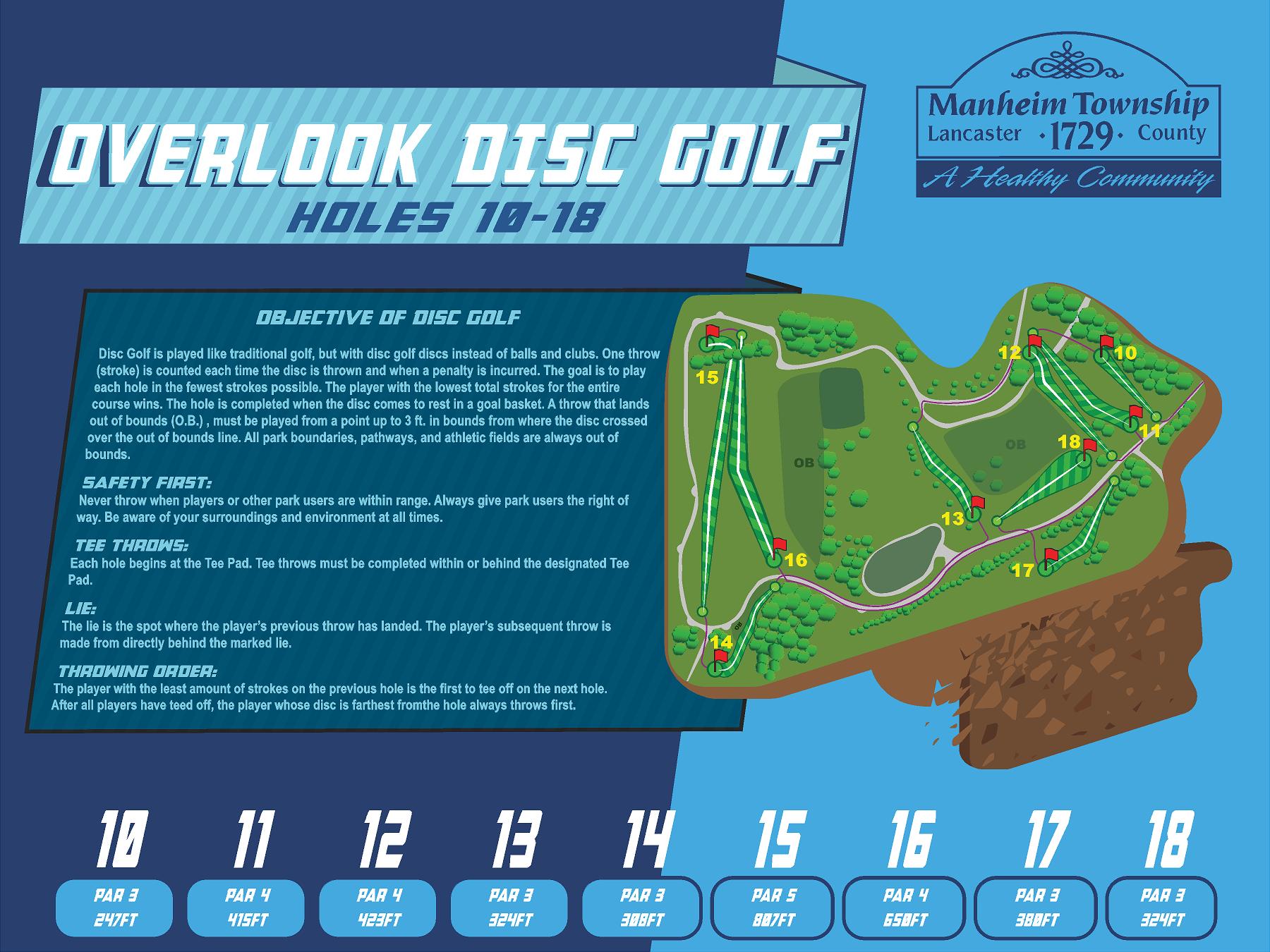 Overlook Disc Golf Hole Sign 10-18 Digital Map
